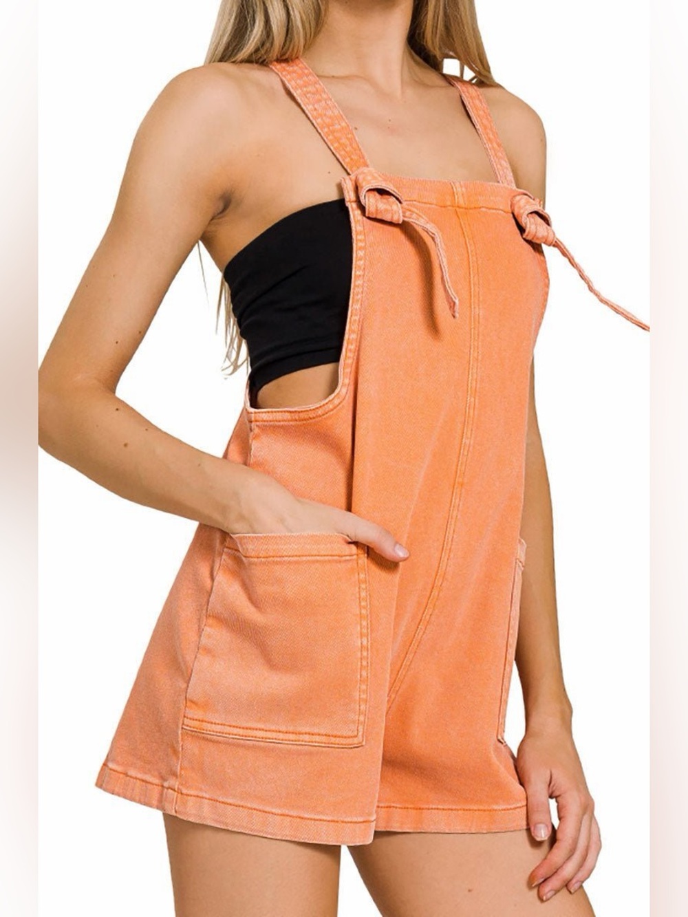 NWOT SIZE M NaNa Rust Orange Denim Short Overalls